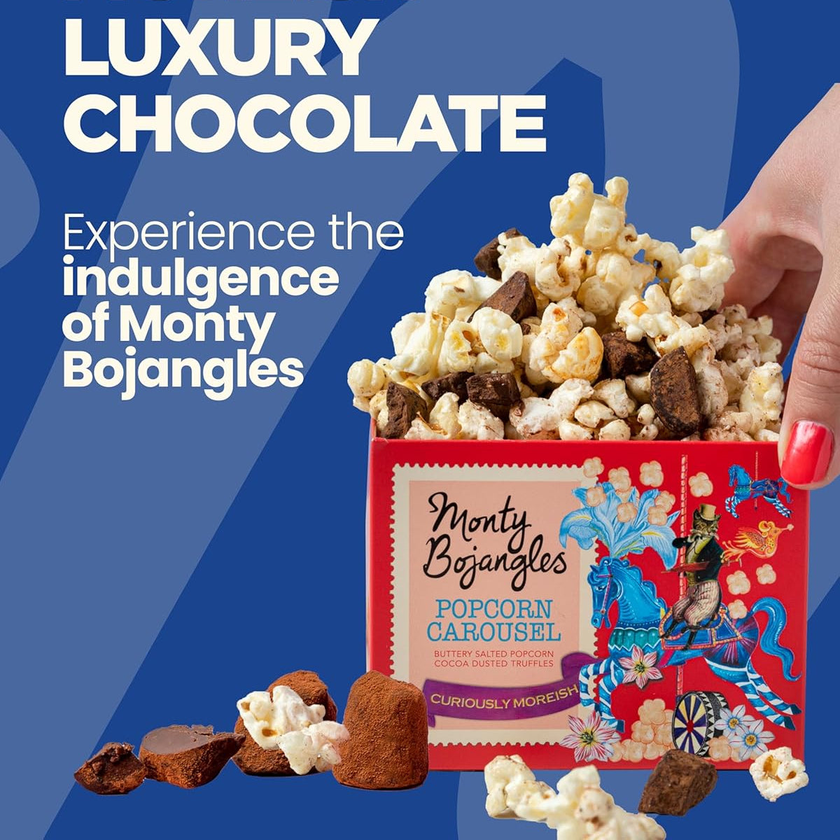 Monty Bojangles - Popcorn Carousel Chocolate Truffle Cube 150g