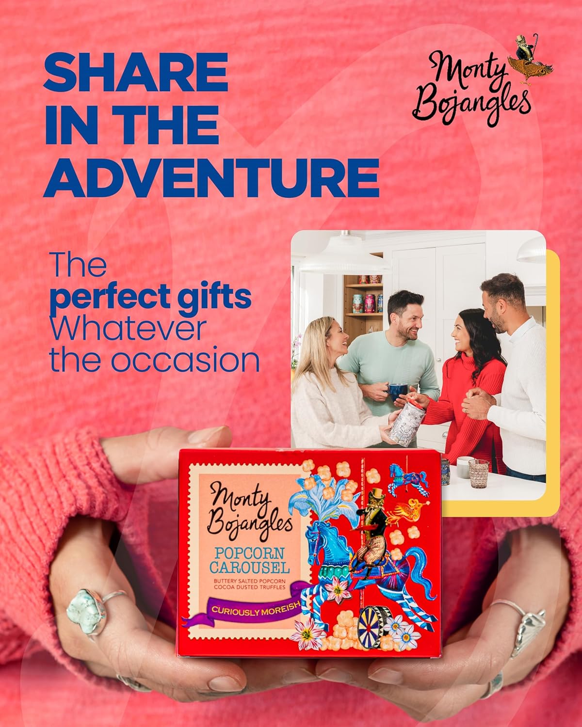 Monty Bojangles - Popcorn Carousel Chocolate Truffle Cube 150g