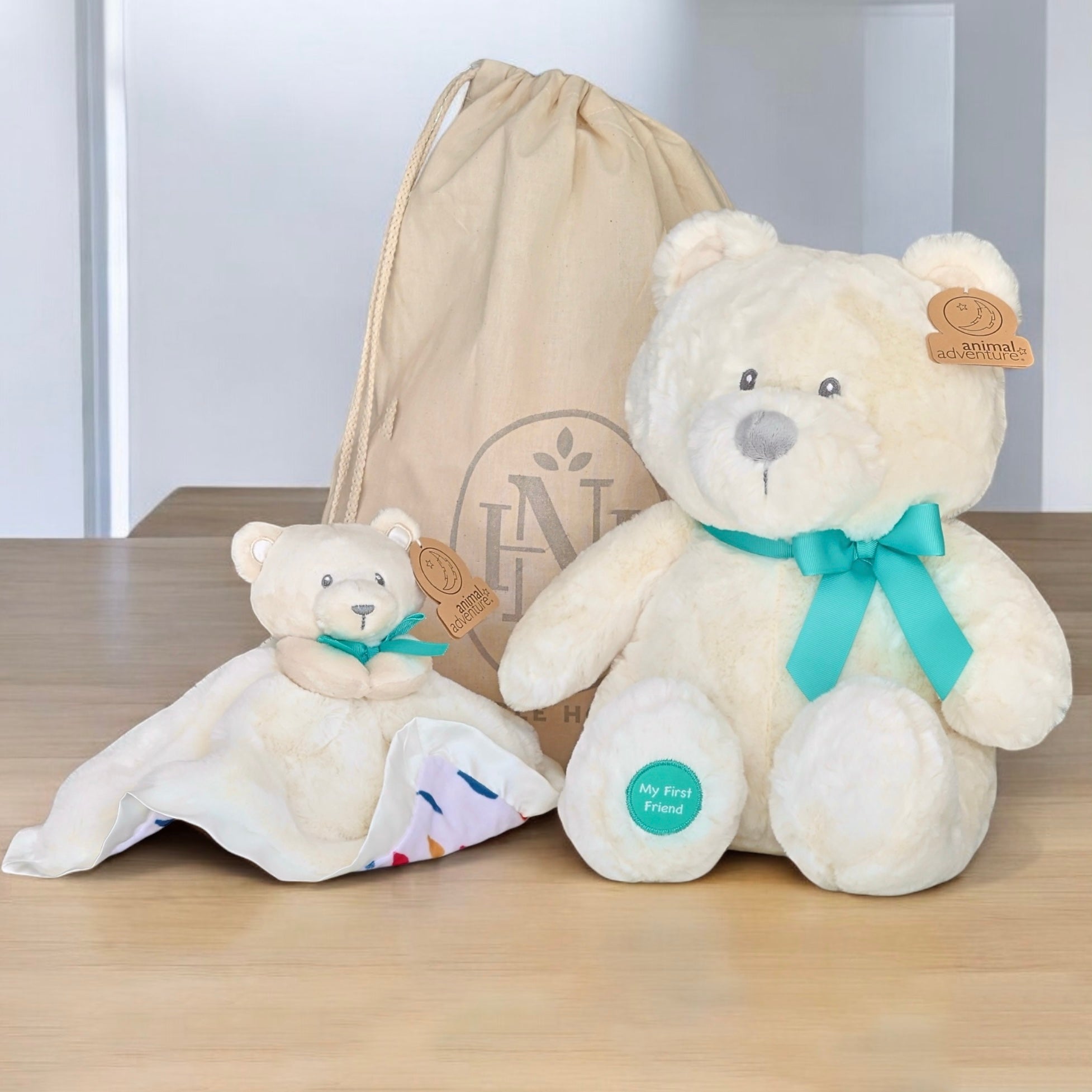 My First Cuddly Friend Gift Set with Large Super Soft Teddy & Comfort Blanket