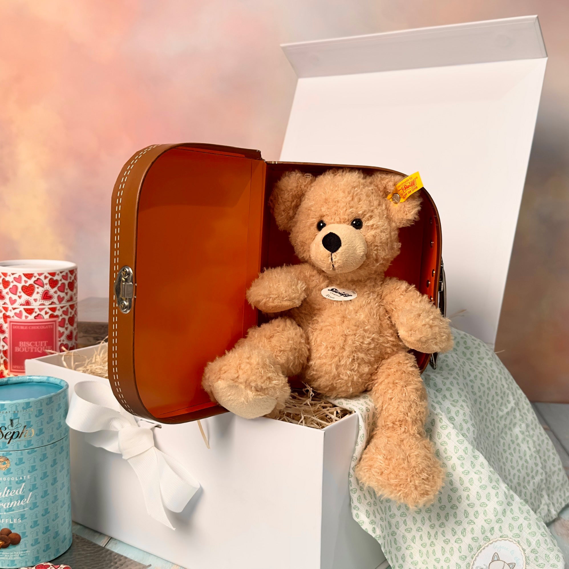 The New Baby Celebration Hamper - with Heirloom Steiff & Sophie the Giraffe