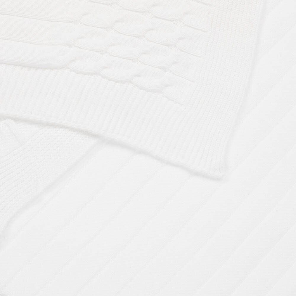 Emile et Rose Glacier White Knit Baby Blanket