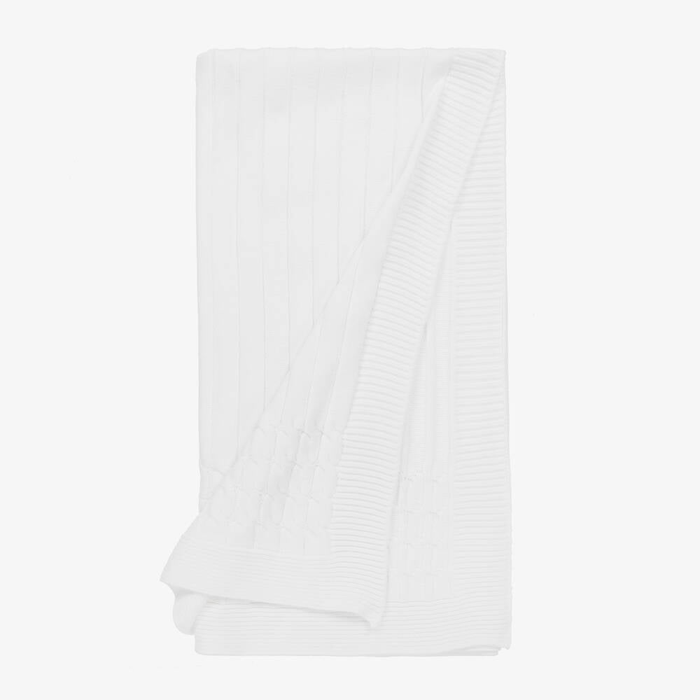 Emile et Rose Glacier White Knit Baby Blanket