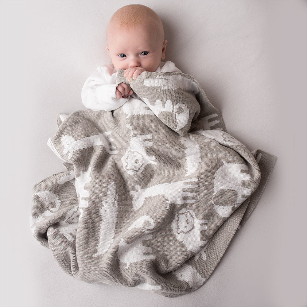 Ziggle Grey and White Safari Blanket