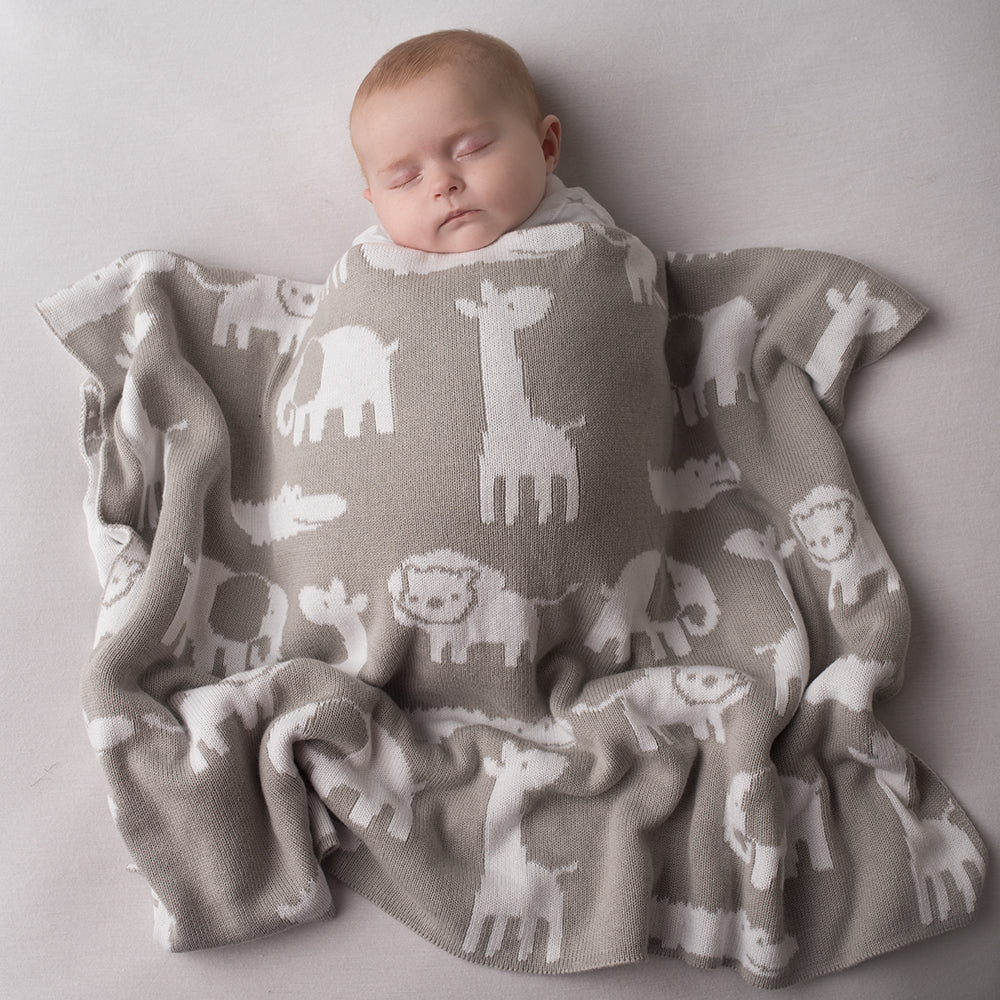 Ziggle Grey and White Safari Blanket