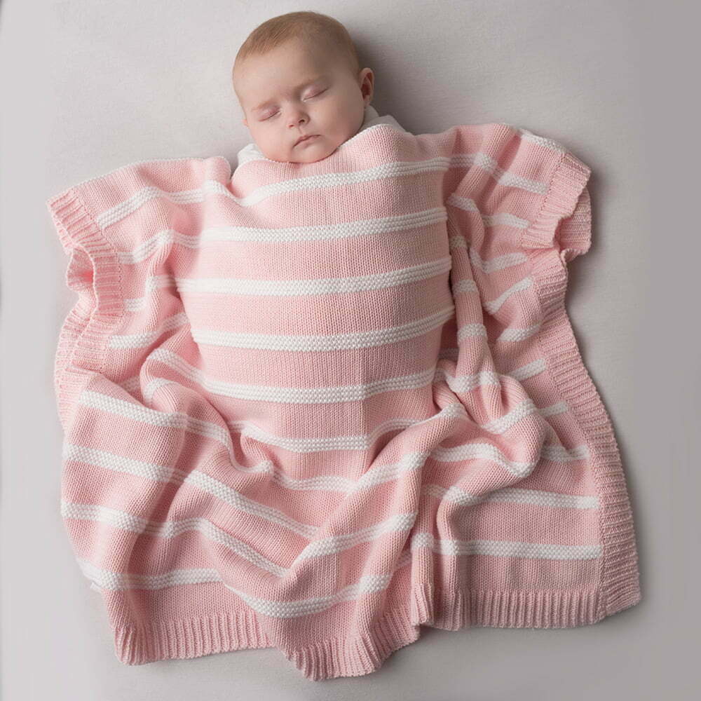 Ziggle Pink and White Stripes Blanket