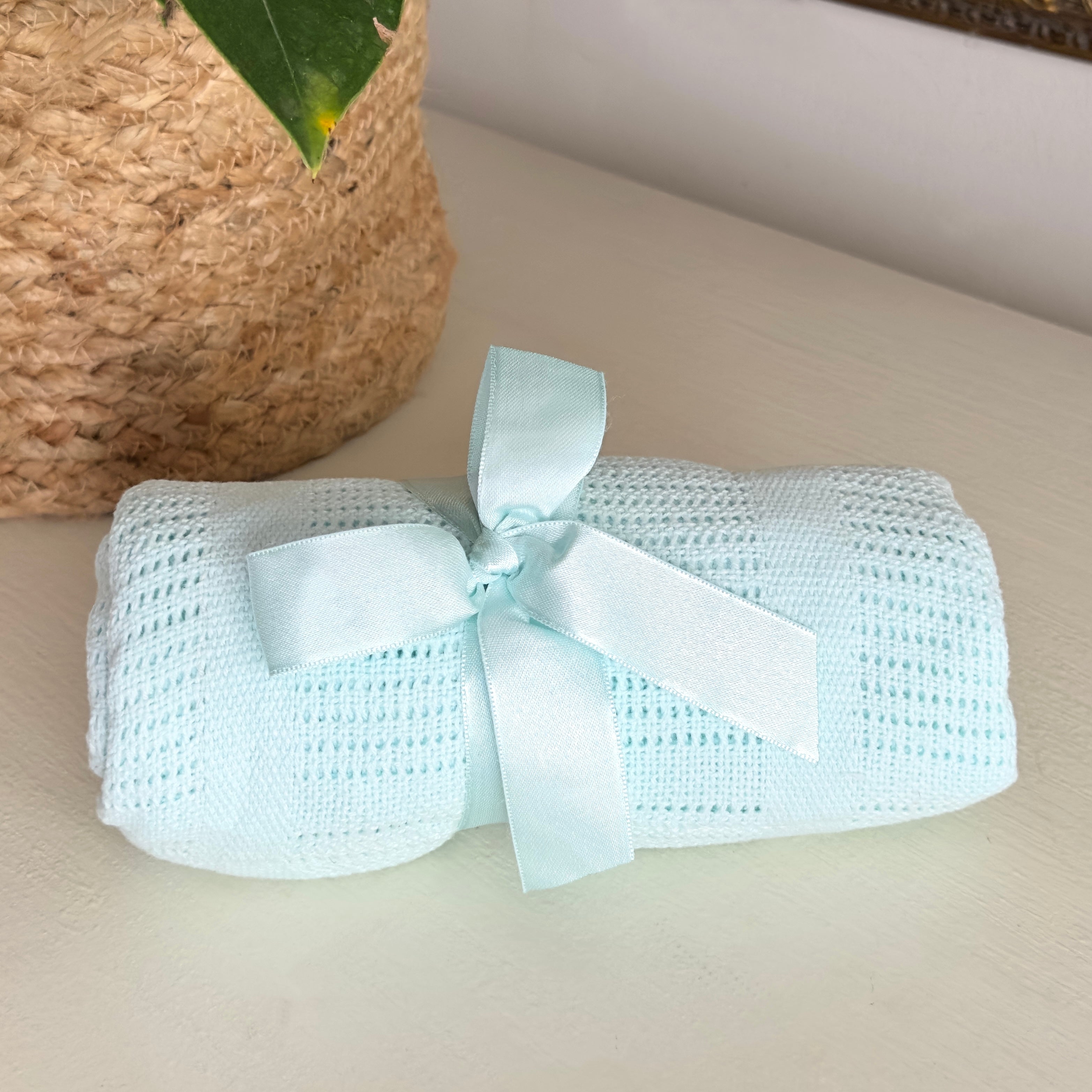 Soft Baby Cellular Blanket 100% Cotton - Mint