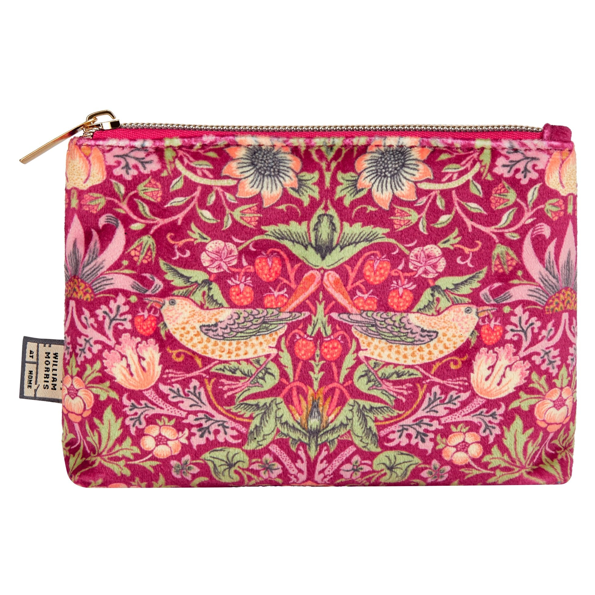 raspberry velvet Strawberry Thief cosmetic bag filled with hand care makes a perfect gift. Tucked inside are two enticingly scented pocket hand creams- from Noble House Gifts and Hampers