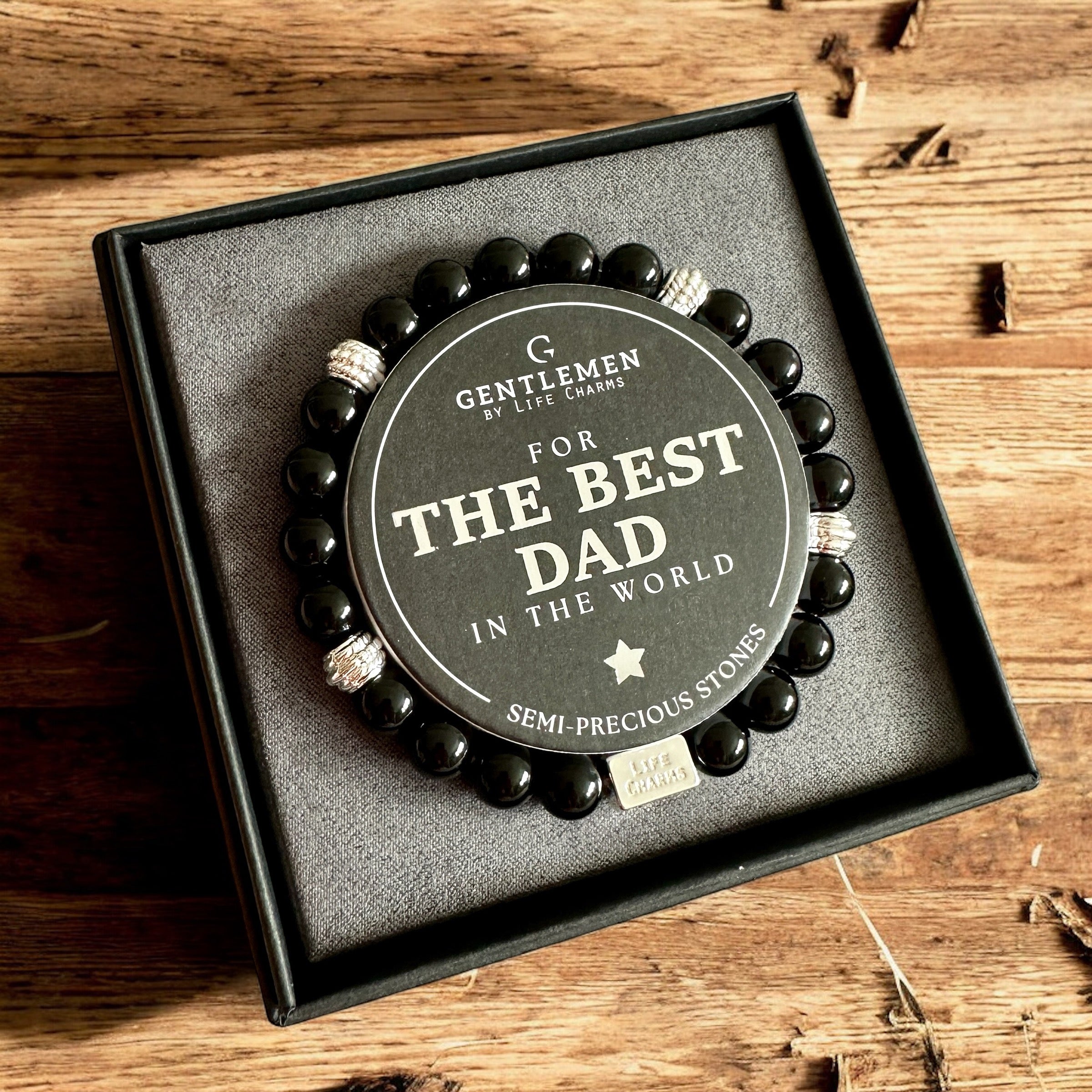 Life Charms - The Best Dad Semi Precious Elastic Bracelet