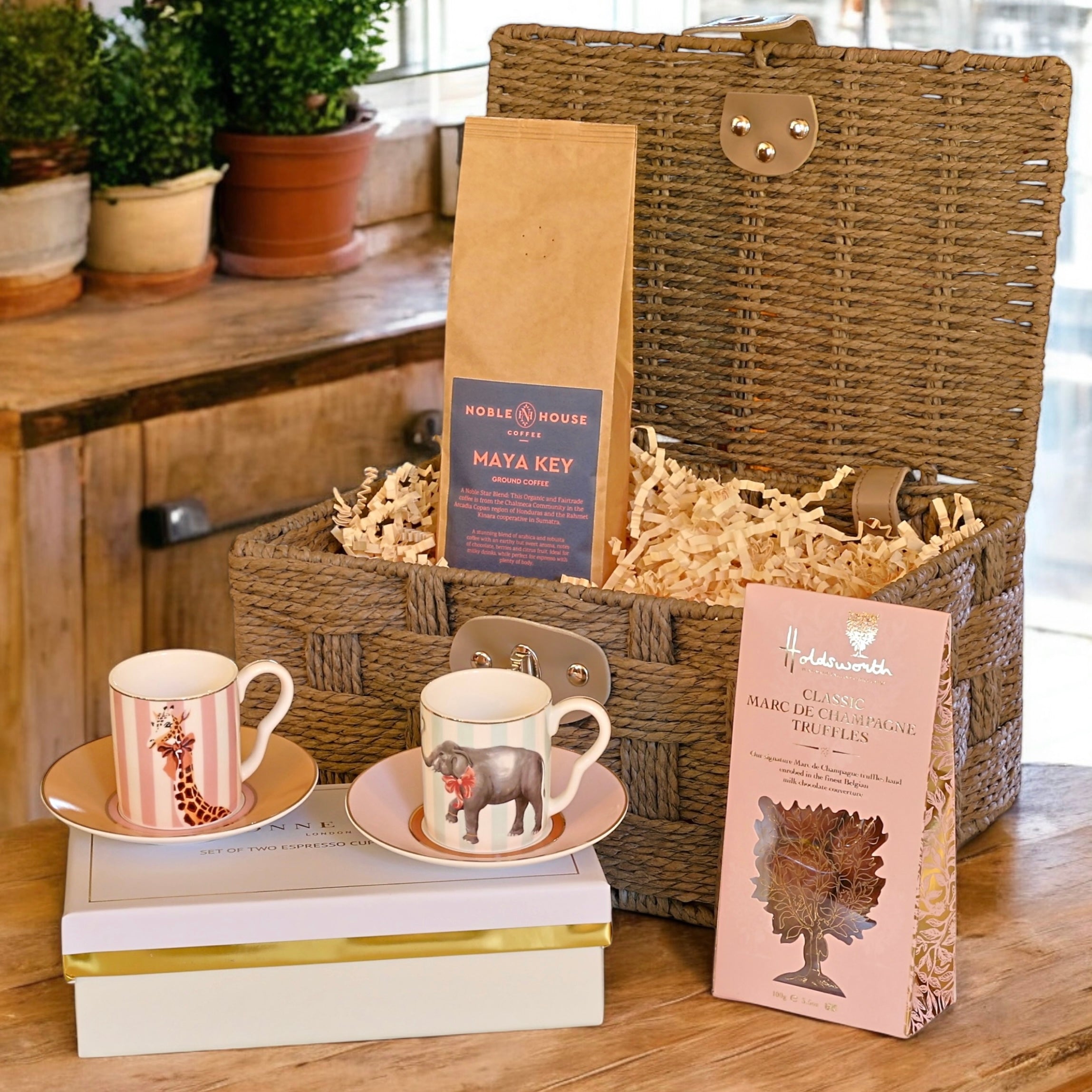 Coffee Connoisseur Hamper with Yvonne Ellen Espresso Cups, Truffles & Coffee