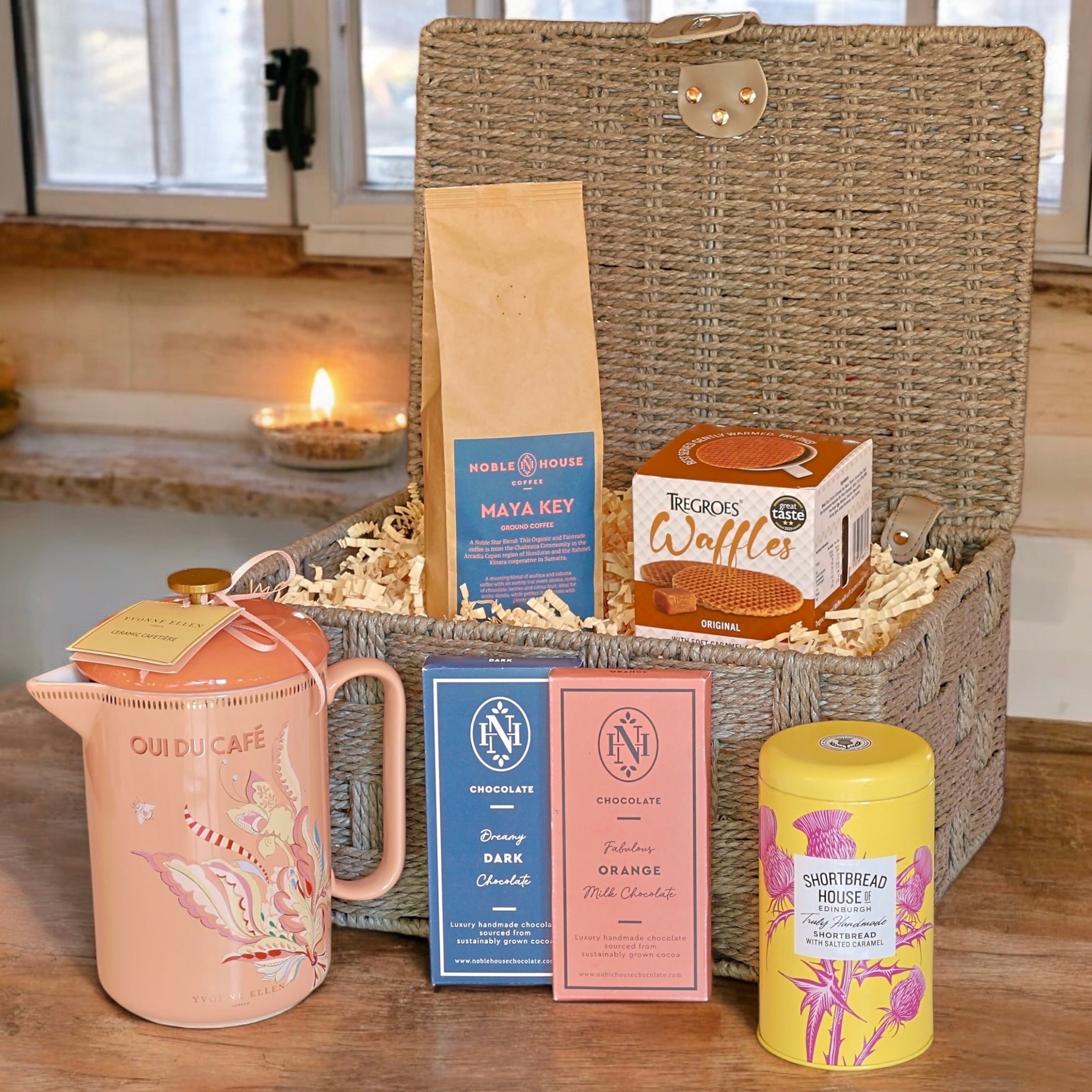 The Yvonne Ellen Ceramic Cafetière, Coffee & Treats Hamper