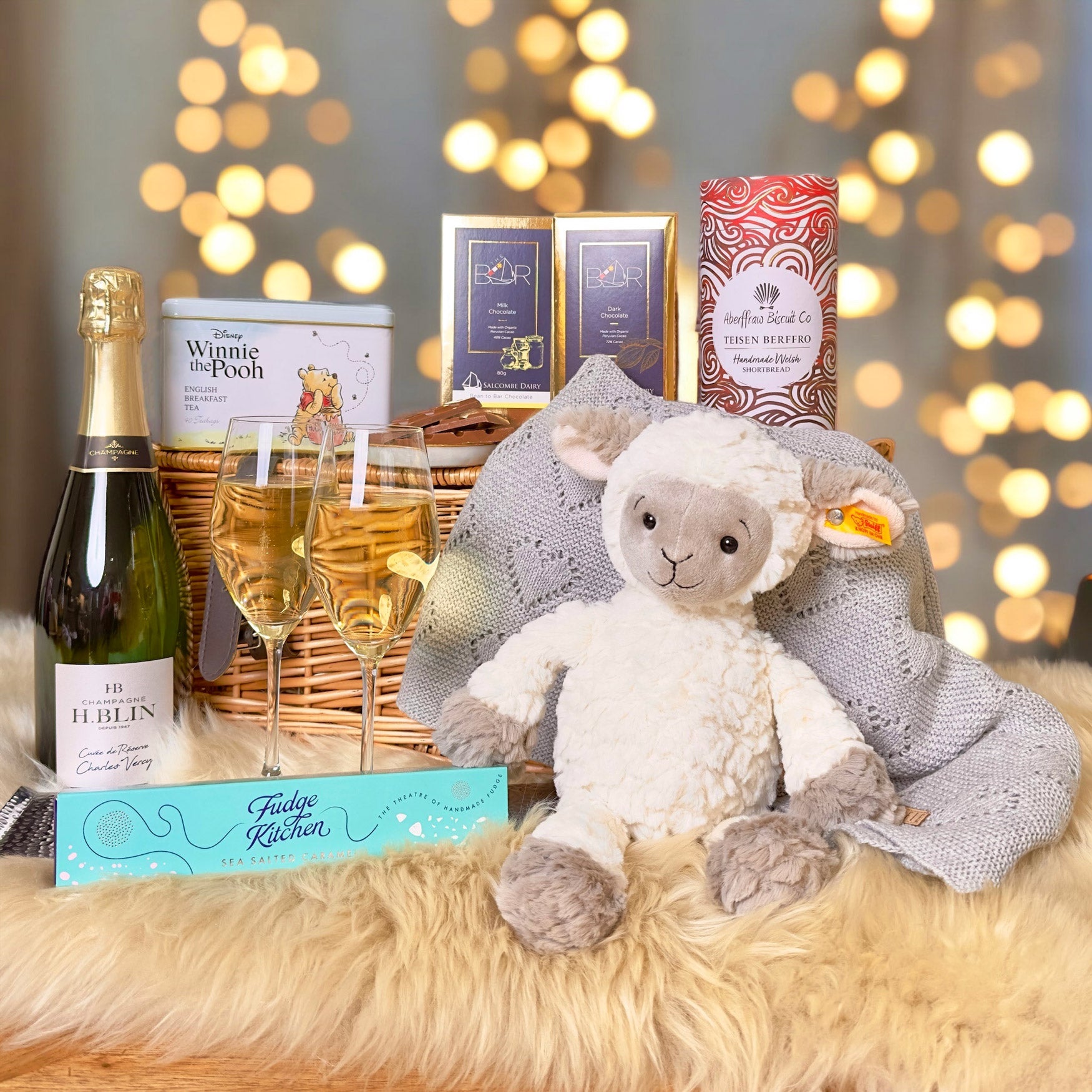 Snuggles and Smiles with Lita the Happy Lamb - New Baby & Parent Hamper