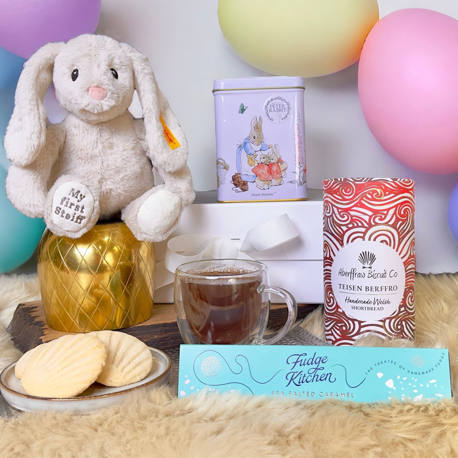 Hoppie Steiff Bunny and Treats New Baby Hamper