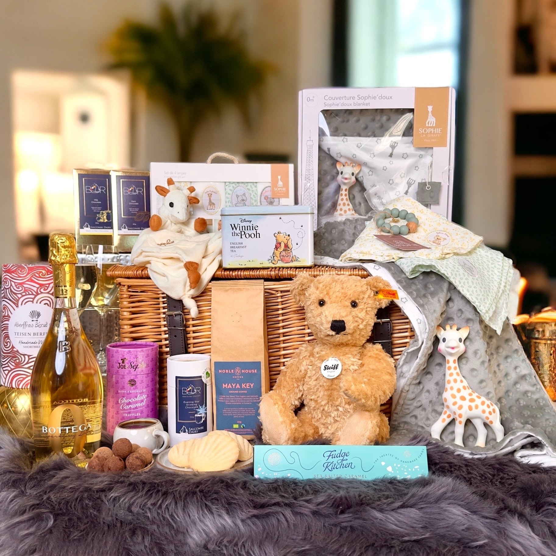 The Grand - Ultimate Steiff Bear and Sparkling Delights New Baby & Parent Hamper