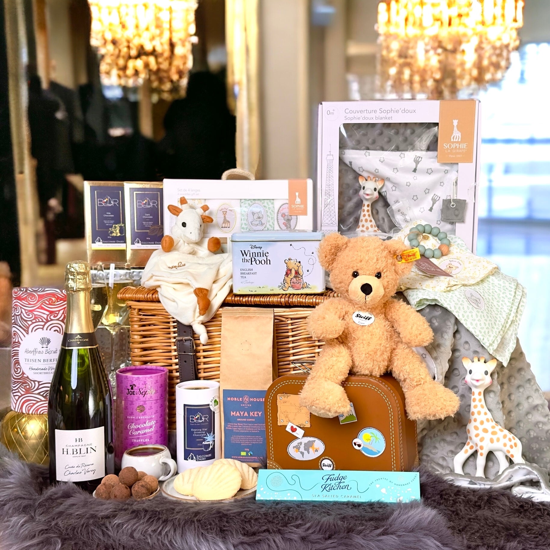 The Grand - Ultimate Steiff Bear and Sparkling Delights New Baby & Parent Hamper