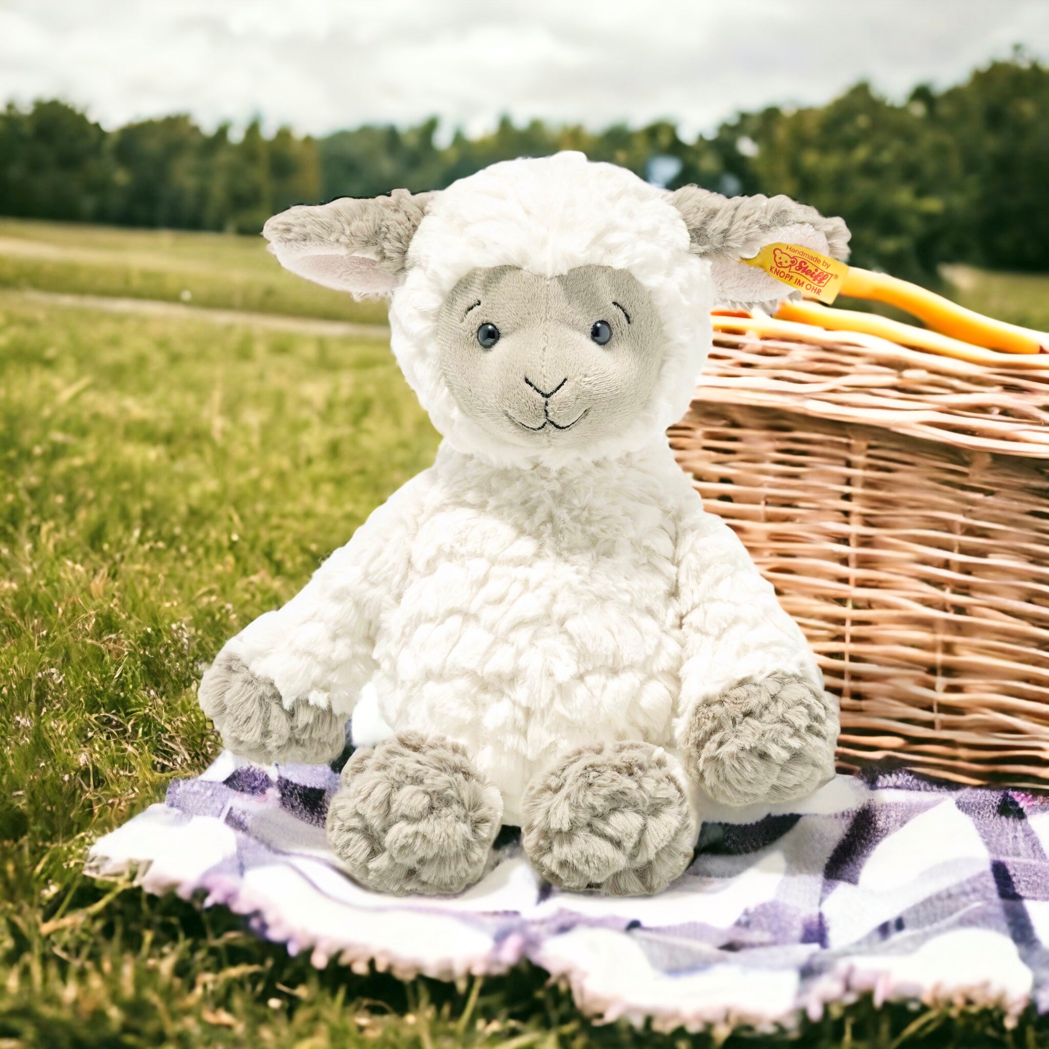 New Baby and Parent Hamper - Snuggles and Smiles Lita the Steiff Lamb Gift Hamper