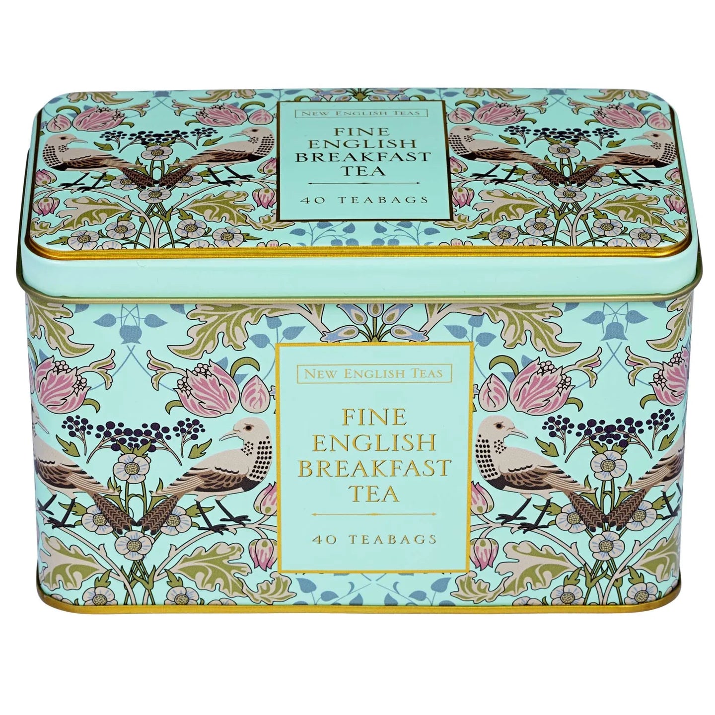 The Song Thrush Classic Tea Tin - Mint Green with 40 English Breakfast Teabags