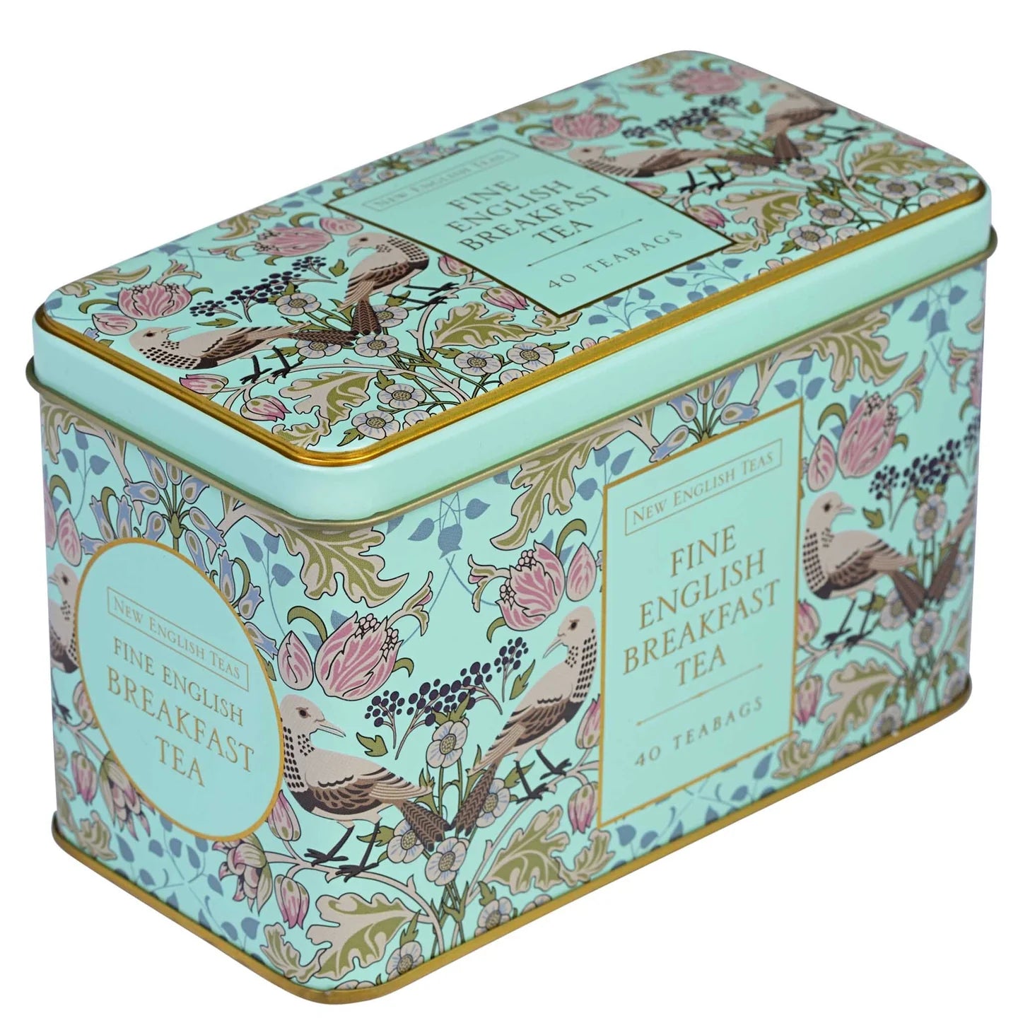 The Song Thrush Classic Tea Tin - Mint Green with 40 English Breakfast Teabags