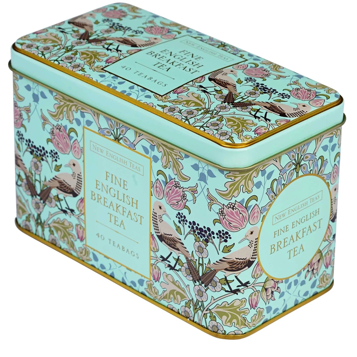 The Song Thrush Classic Tea Tin - Mint Green with 40 English Breakfast Teabags