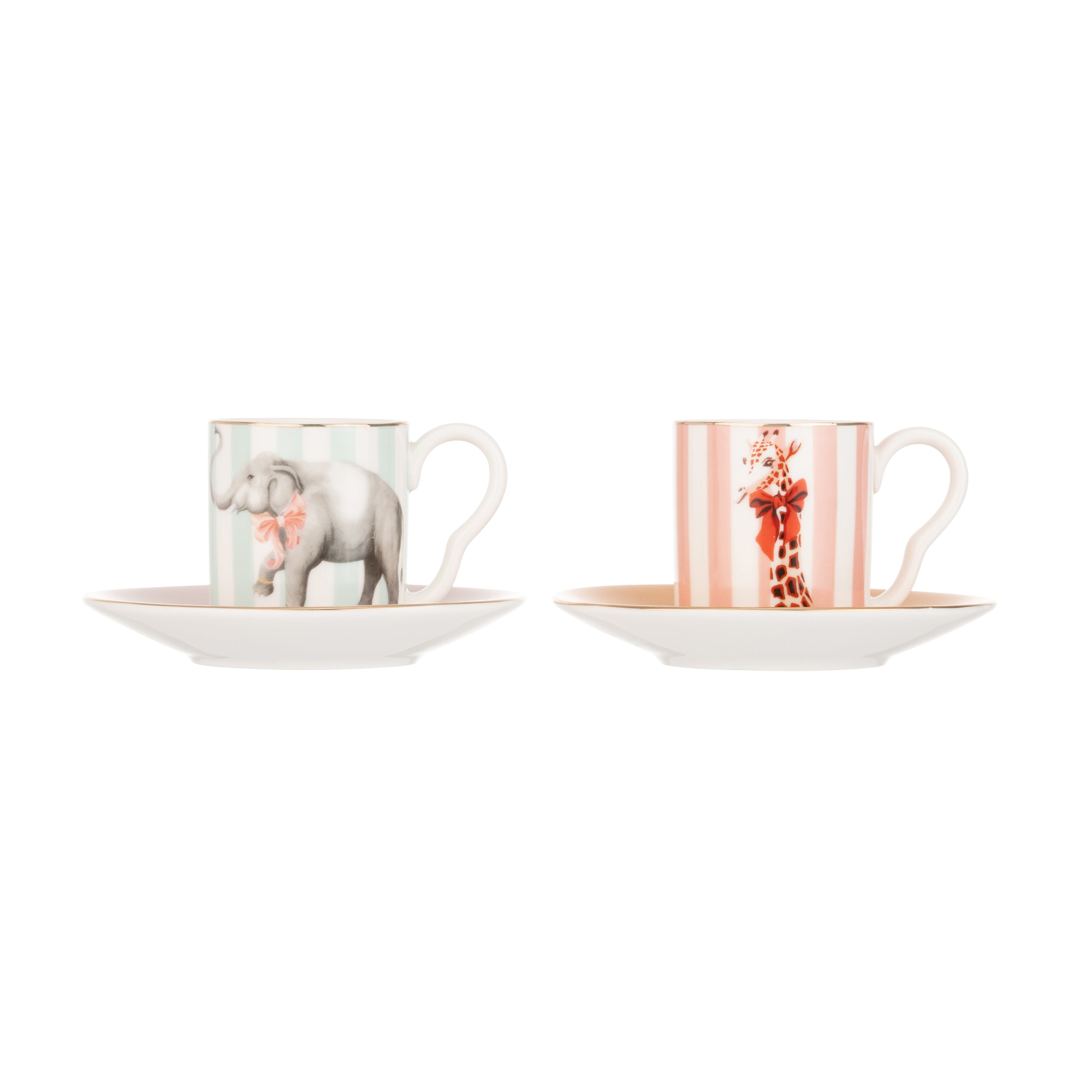 Yvonne Ellen Animal Espresso Cups and Saucers Gift Set of 2