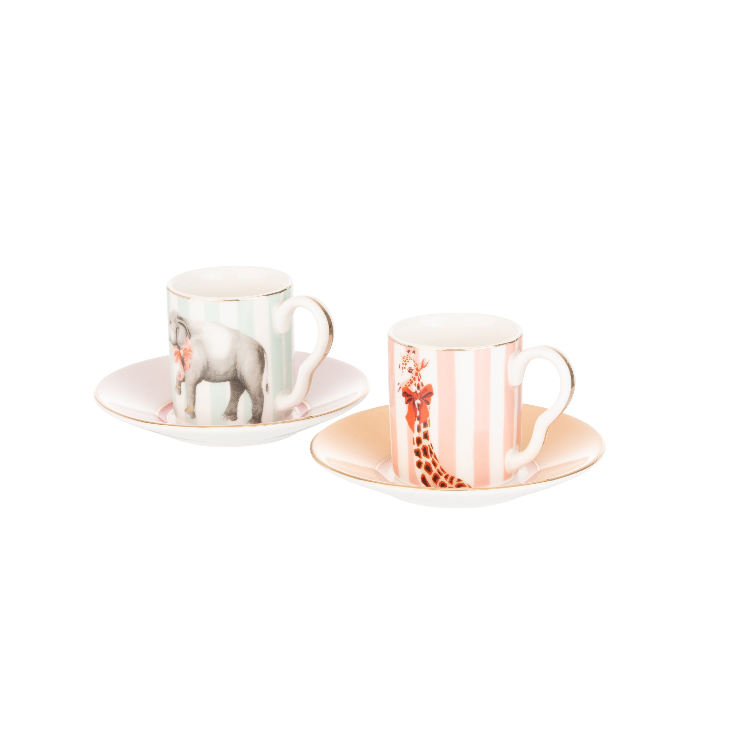 Yvonne Ellen Animal Espresso Cups and Saucers Gift Set of 2