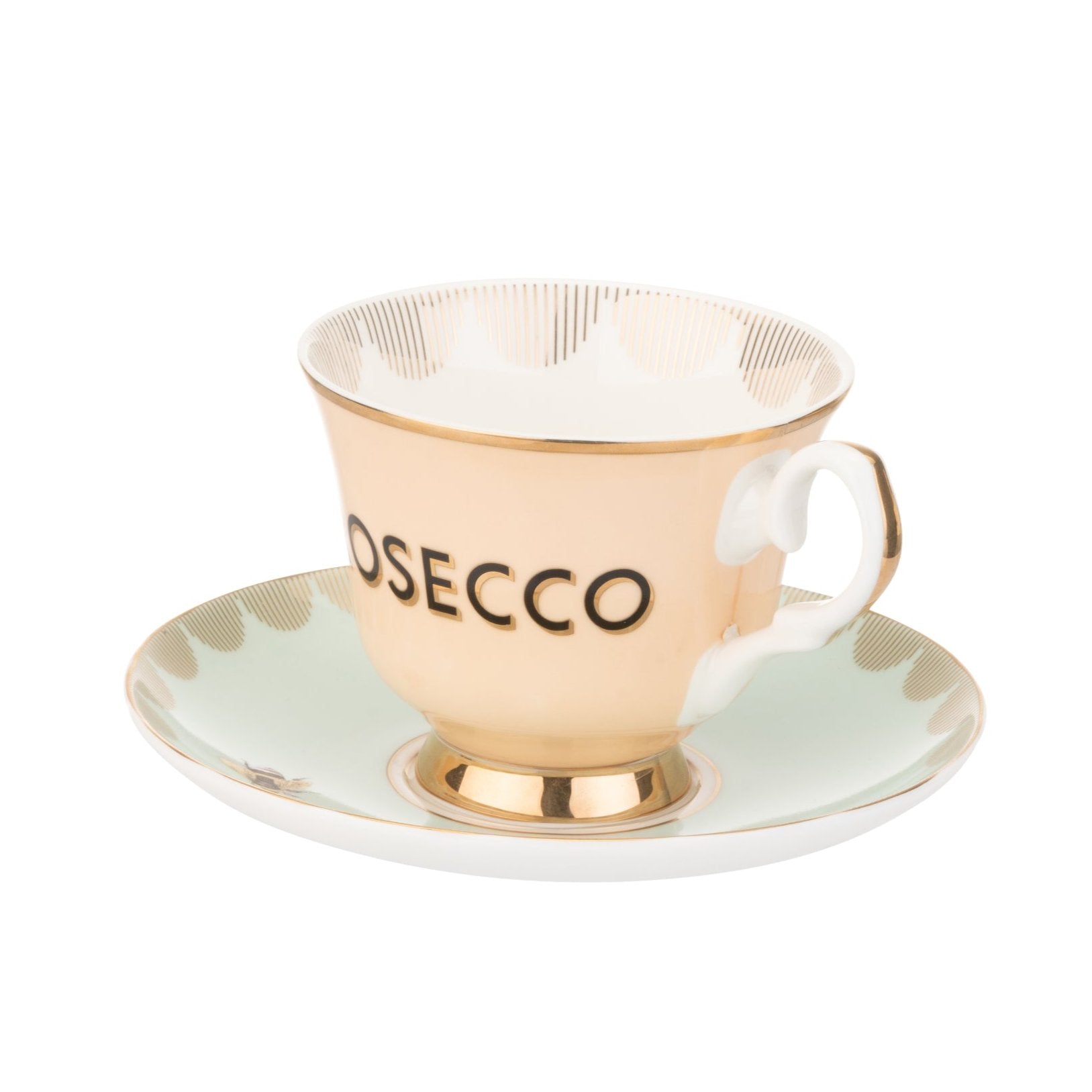 prosecco tea cup and saucer by Yvonne Ellen gift box from noble house hampers