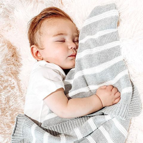 Ziggle Grey and White Stripes Blanket