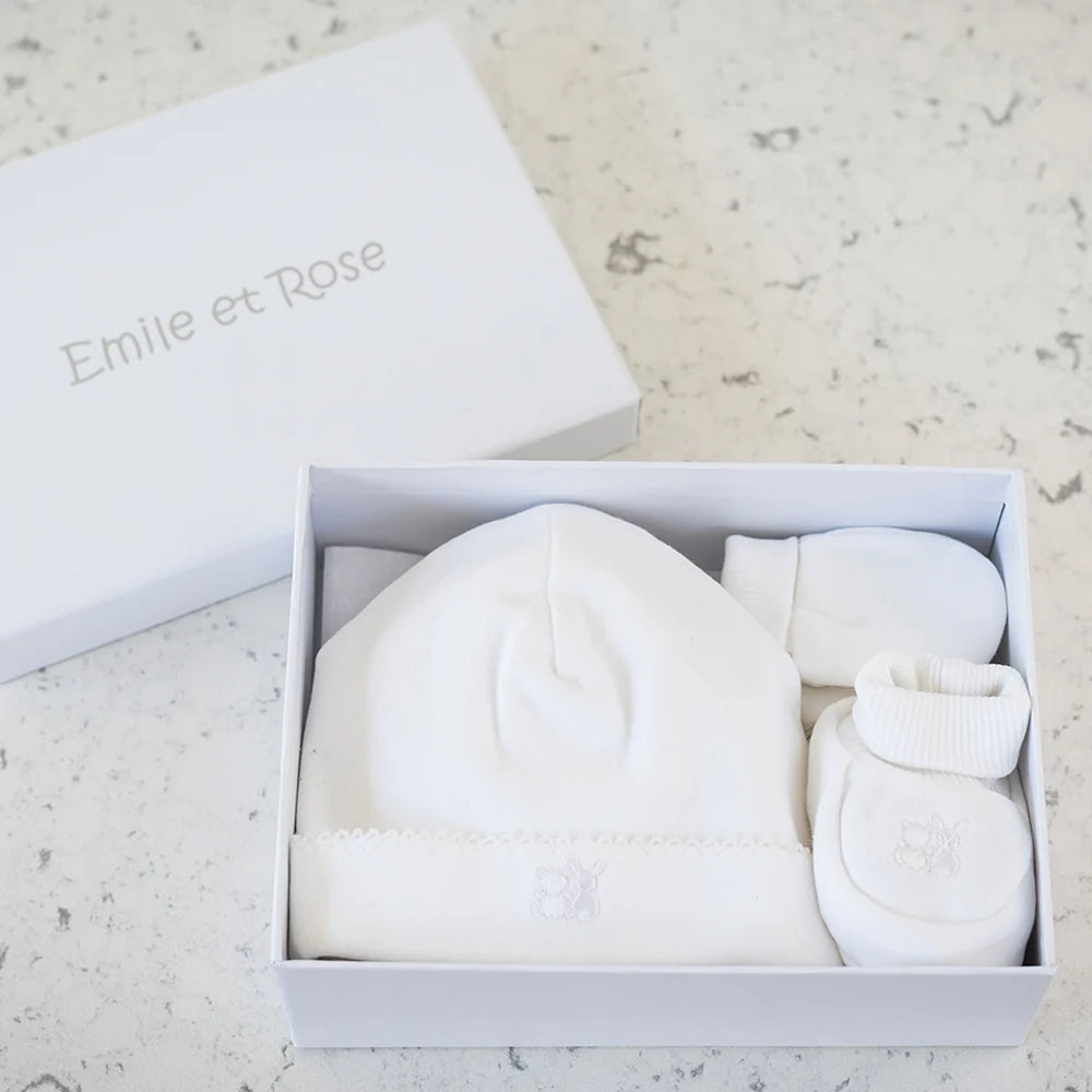 Emile et Rose Nox Unisex White New Baby Gift Set