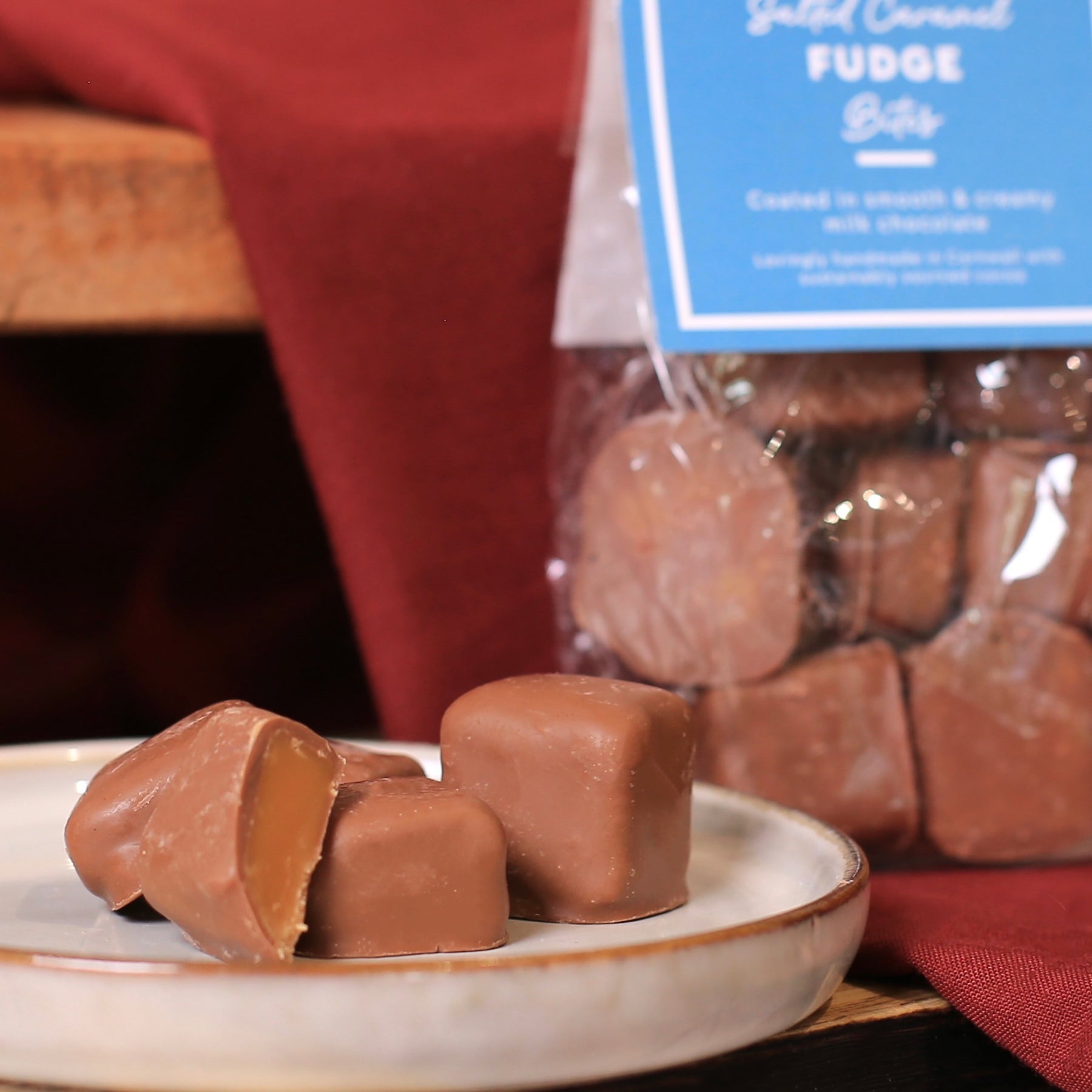 Milk Chocolate Coated Fudge Bites: Salted Caramel